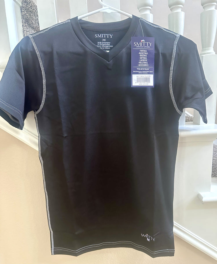 BKS 411 Men's Black Compression V-Neck Shirt